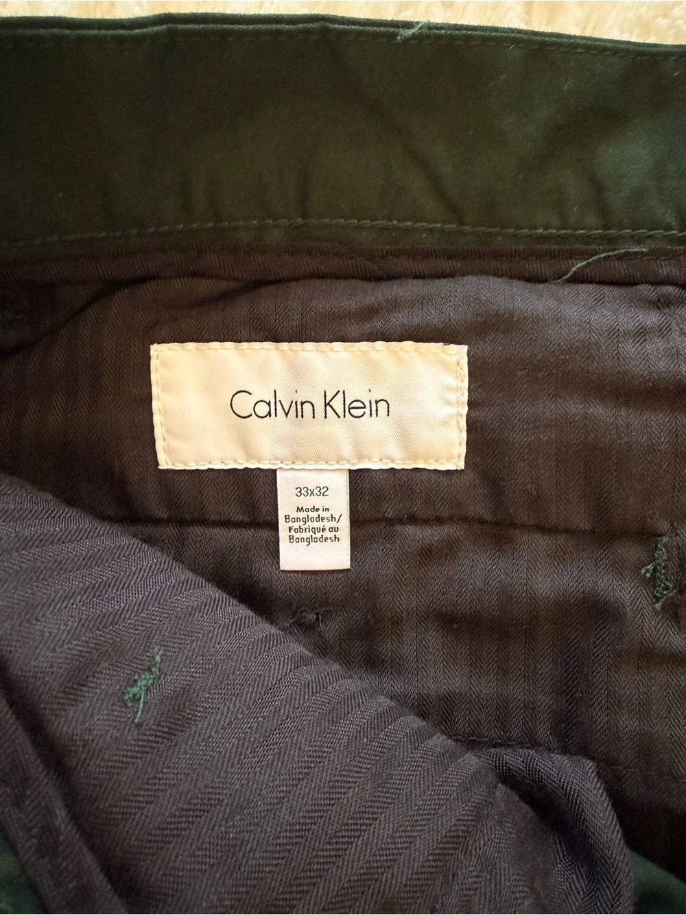 Calvin Klein Men's Dark Green Straight Fit Pants